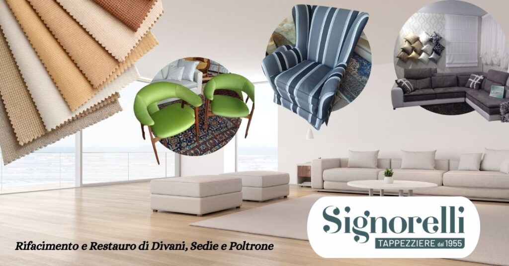 Tappezzeria specializzata in rifacimento poltrone e divani salotto a Bergamo da Signorelli 2001